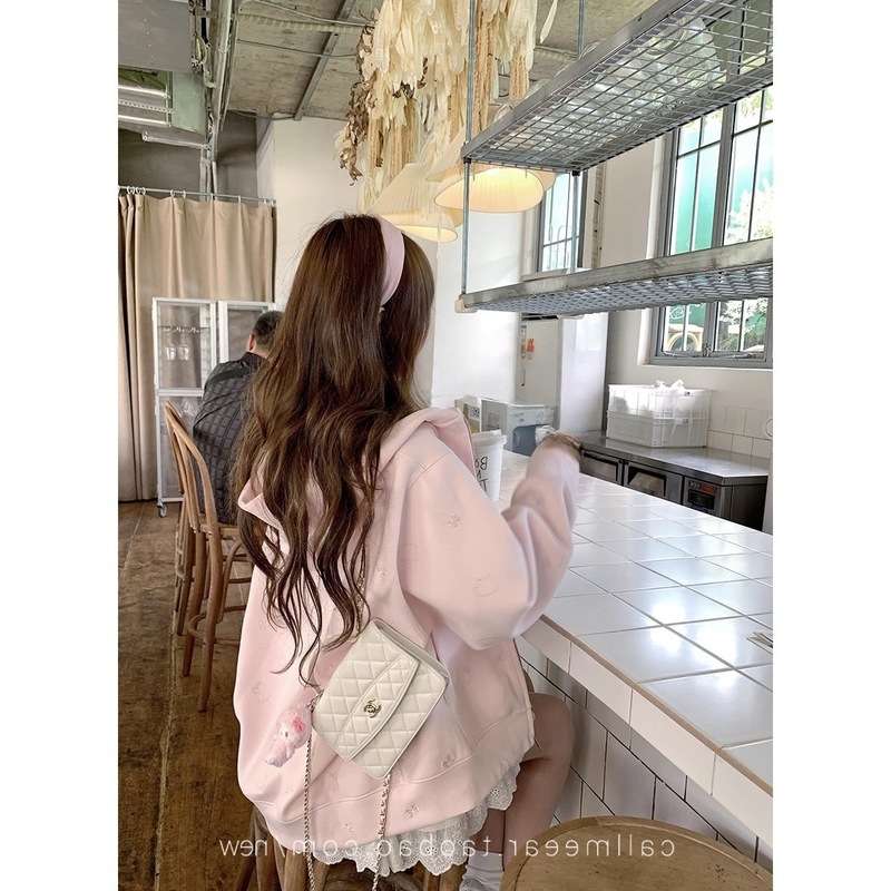 CallmeEar//重工猫咪万针刺绣480克重卫衣连帽拉链卫衣外套女|undefined