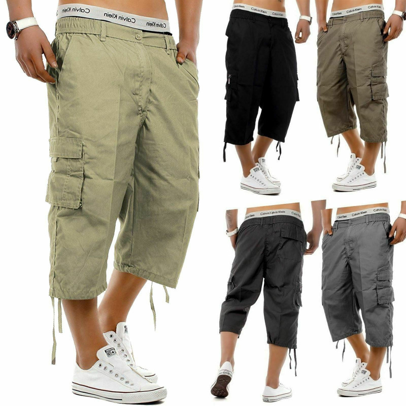 European and American Style Casual Pants Aliexpress 2025 Spring and Summer Cropped Multi-Pocket Military Pants Cross-Border Men's Loose Pants