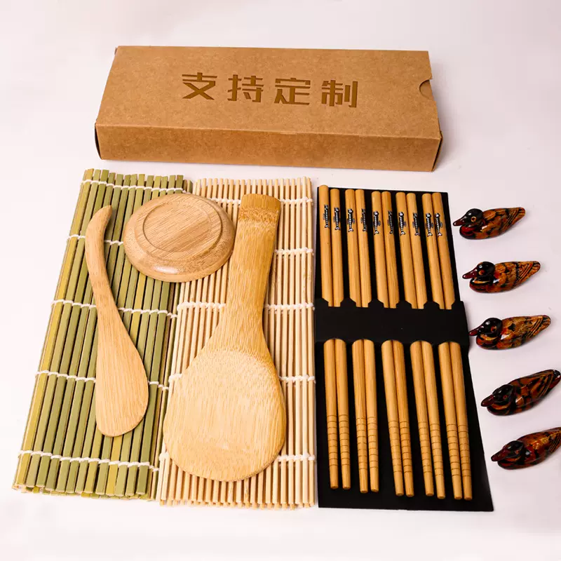 跨境专供竹制青皮寿司卷帘组合工具套装寿司卷帘紫菜包饭工具神器