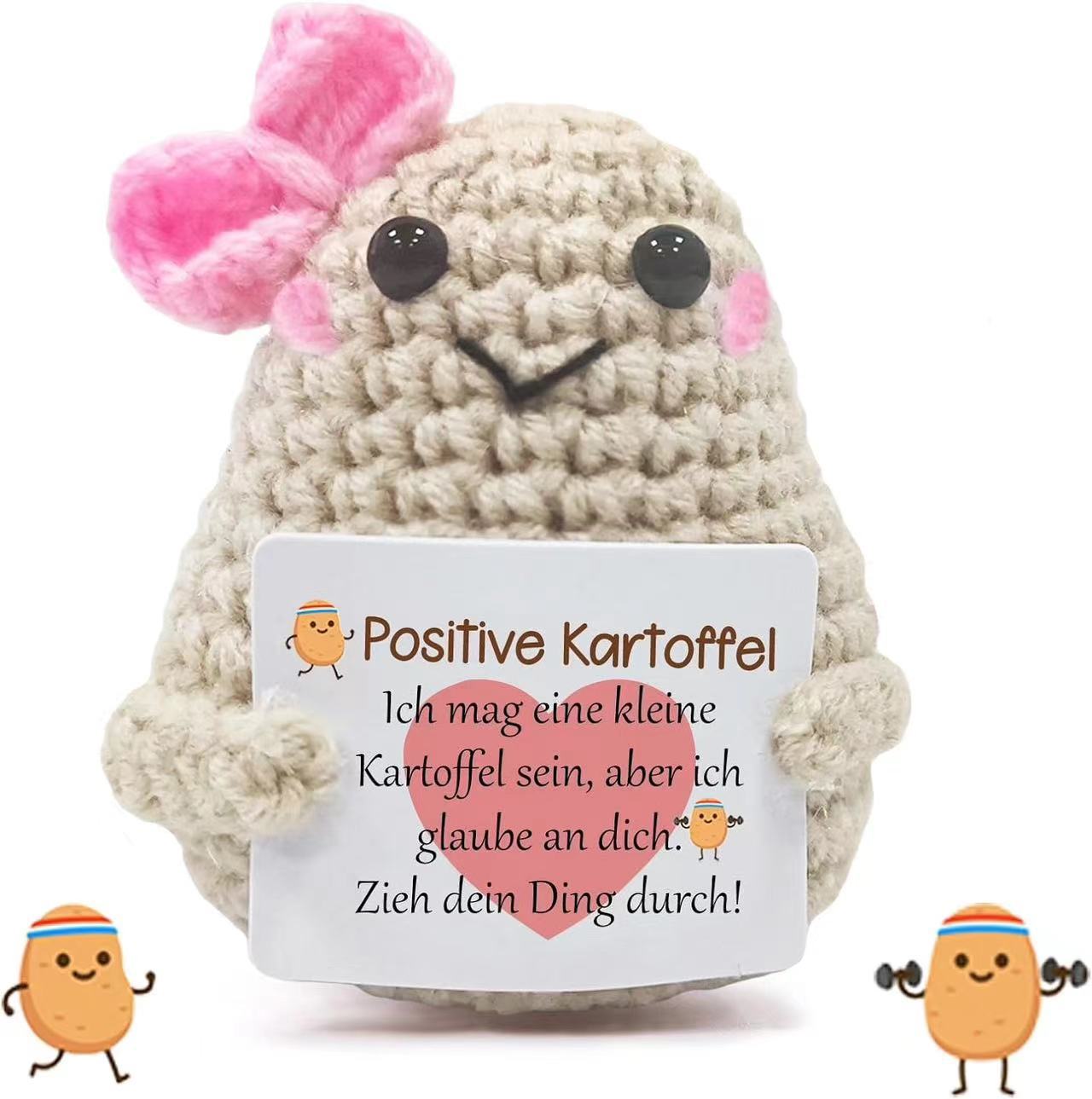 Amazon positivepotato hilado de lana tejida ganchillo patata divertida descompresión muñeca tejida a mano