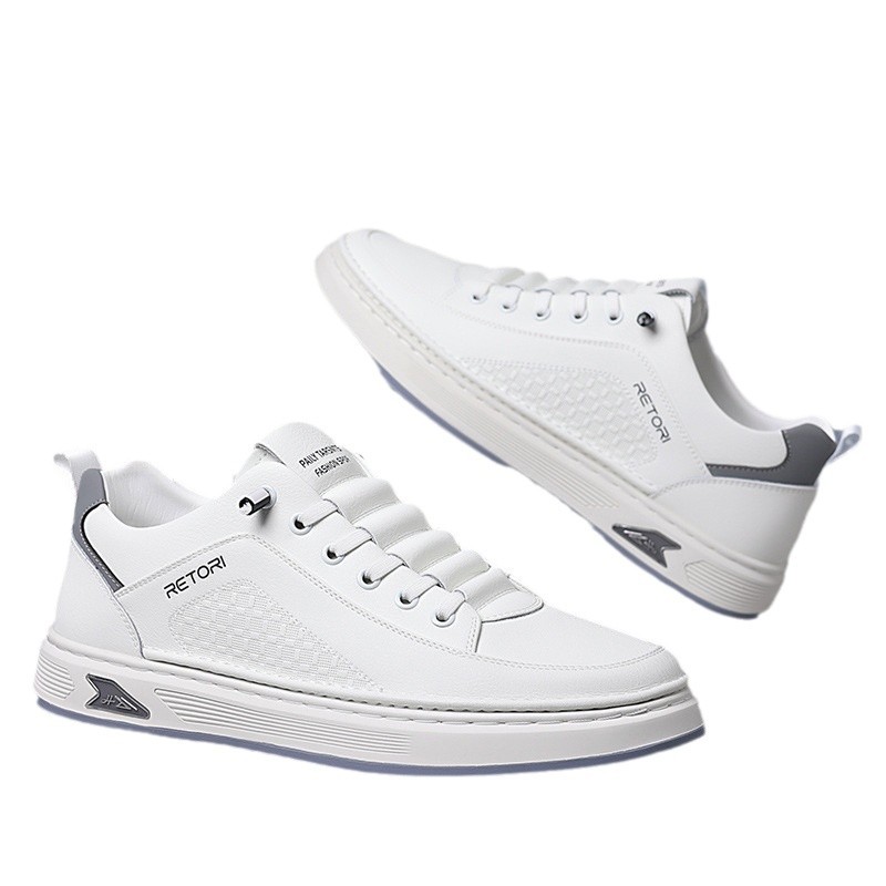 Zapatos de skate para hombres primavera 2026 nuevos zapatos deportivos casuales transpirables de cuero jóvenes moda coreana versátil zapatos blancos para hombres image 6