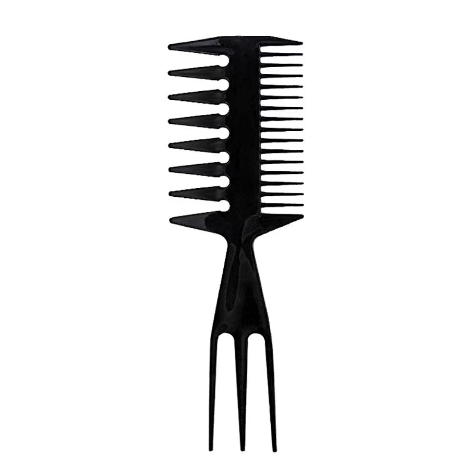 Peine de dientes anchos, peine para peinar el cabello hacia atrás, peine alisador, peine para separar el cabello, peine de maquillaje, peine de estilismo, peine de dientes anchos negro