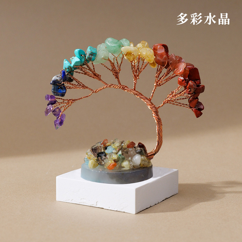 クリスタルフォーチュンツリー天然クリスタル装飾品 7 色クリスタルクリスタル砂利フォーチュンツリーテーブル装飾品クリエイティブギフト|undefined