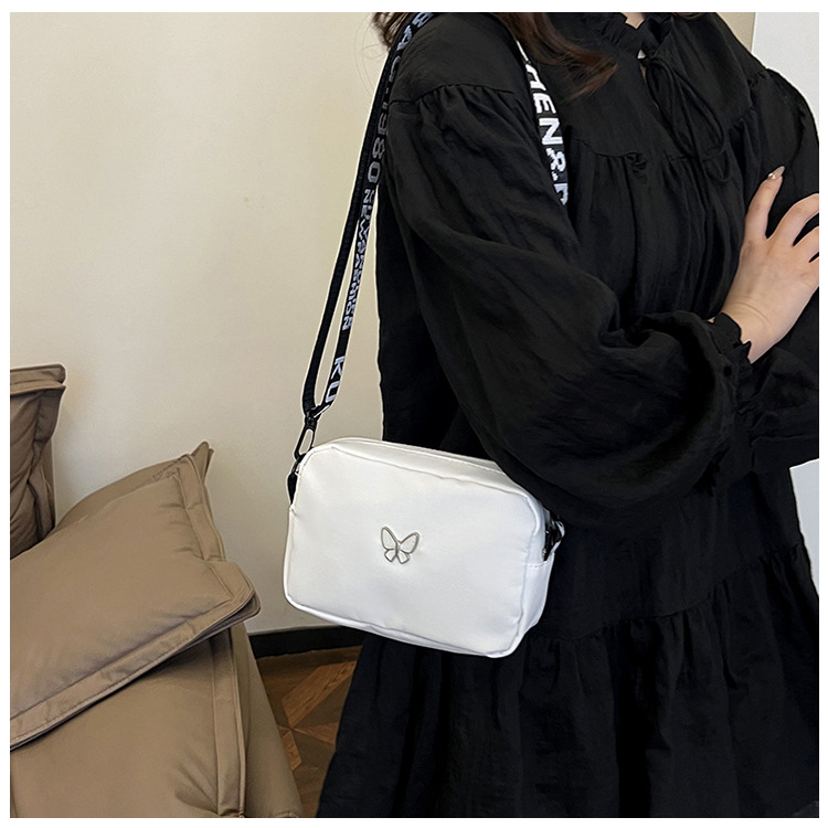wholesale elegant butterfly simple small bag women's nylon cloth wide shoulder strap underarm bag casual shoulder solid color crossbody bag undefined