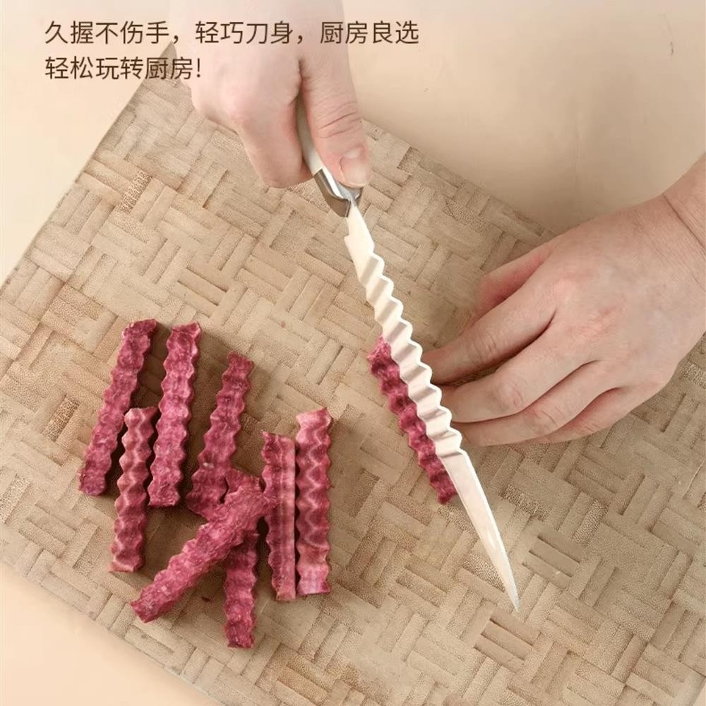Cuchillo de papas fritas ondulado diente de lobo cuchillo de patata multifuncional de corte de acero inoxidable conjunto de ondas cuchillo de cocina para cortar verduras