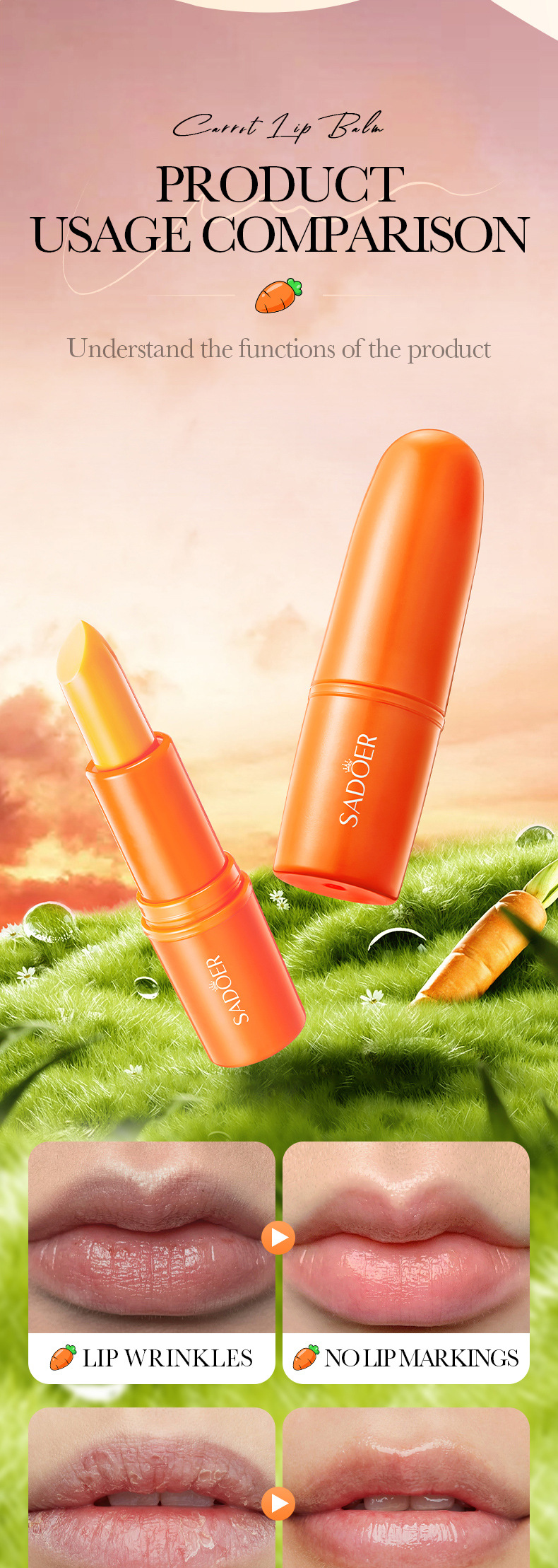 SADOER All Carrot Nourishing Moisturizing Anti cracking Autumn and Winter lipstick_voghion.com