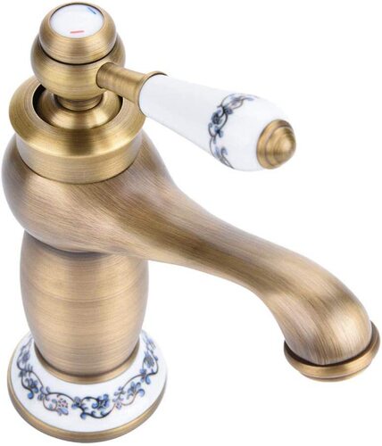 European antique retro brass faucet blue and white porcelain faucet magic lamp antique black gold platinum wash basin