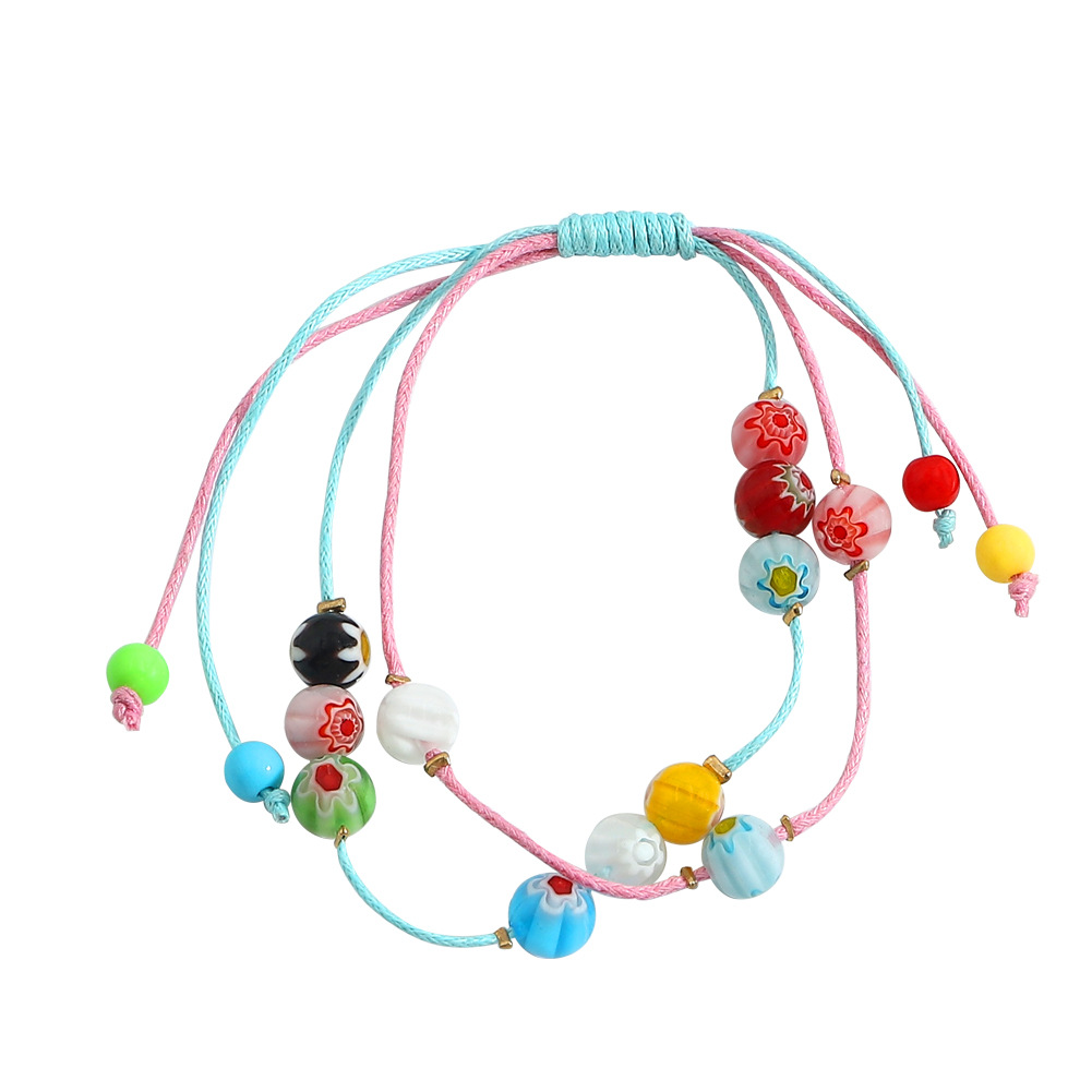 Cross-border Popular Korean Fashion Handmade Colorful Thread Woven Bracelet And Necklace Set Multi-layer Glass Bead Clavicle Chain Wholesale display picture 2