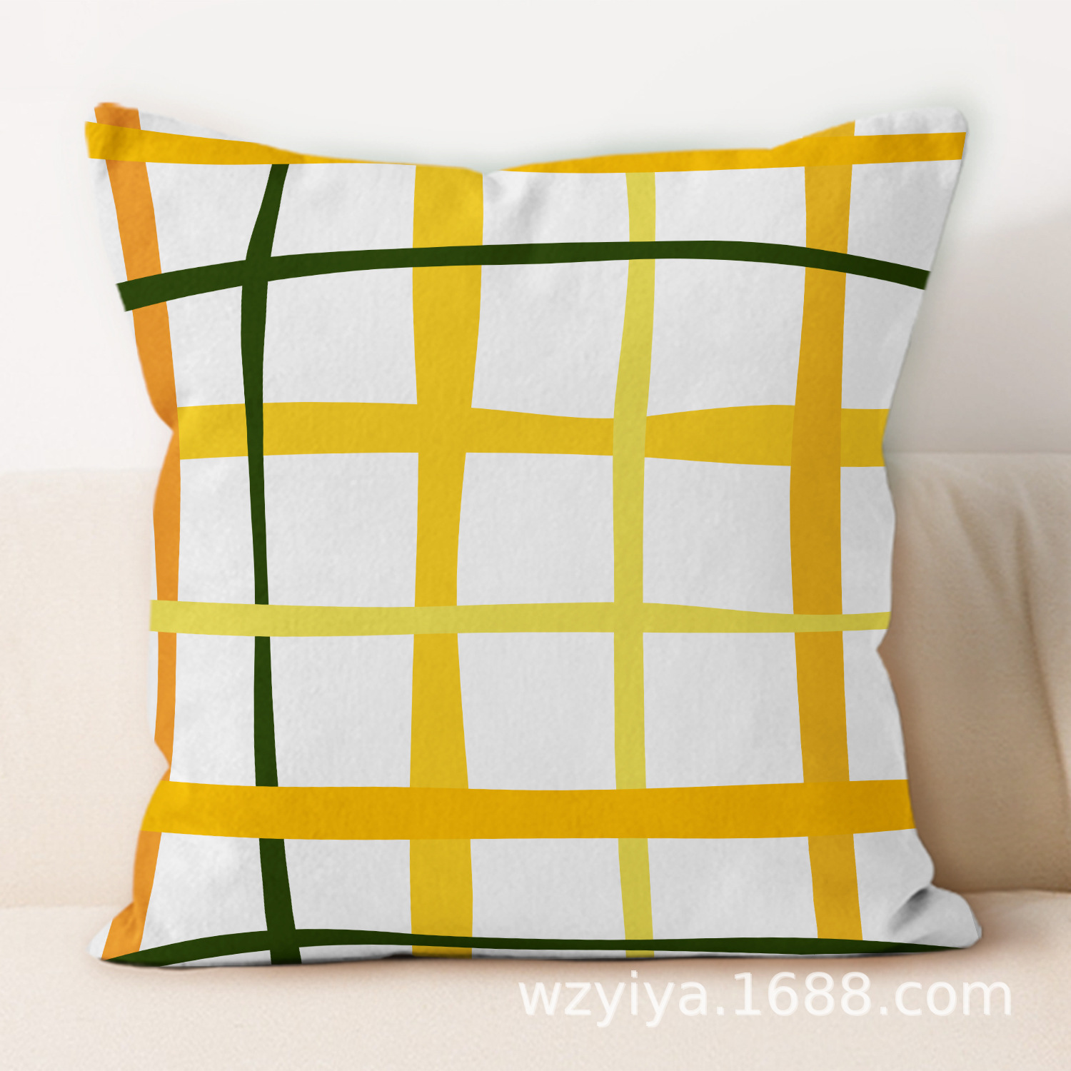 Simple amarillo verde abraza almohada nueva decoración cuadrada moderna sala de estar almohada de almuerzo de oficina almohada de protección de cintura