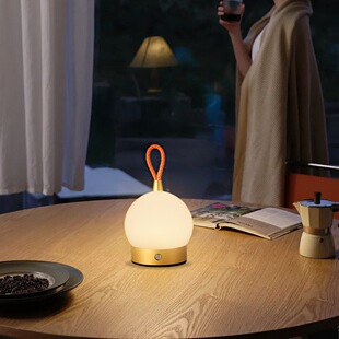 Leather rope portable table lamp type-c acrylic metal three-color stepless dimming table lamp homestay camping garden lamp