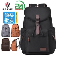 跨境新款复古双肩包男士休闲防水电脑背包男学生书包户外旅行背包