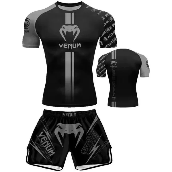 Sparring Training Suit Ufc Suit Men's Boxing Tight-Fitting Quick-Drying Clothing Muay Thai Fighting Short-Sleeved Shorts Gym Fighting