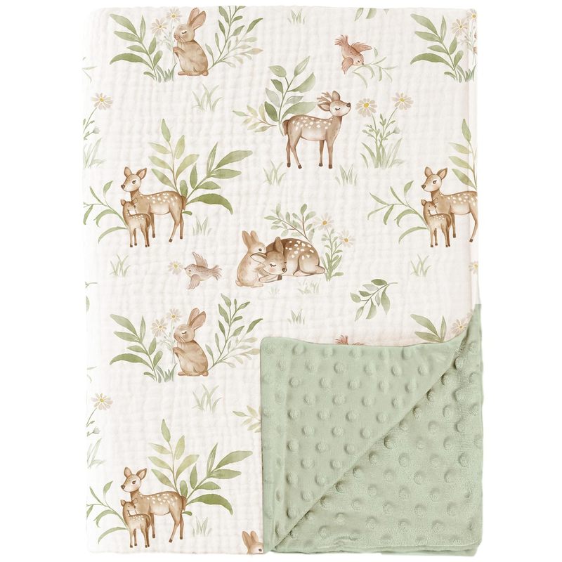 Europe and the United States INS Crepe Cotton Yarn Infant Double-Layer Bean Blanket Autumn and Winter Plush Quilt Baby Comfort Cart Blanket