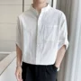 男士立领短袖男式衬衣