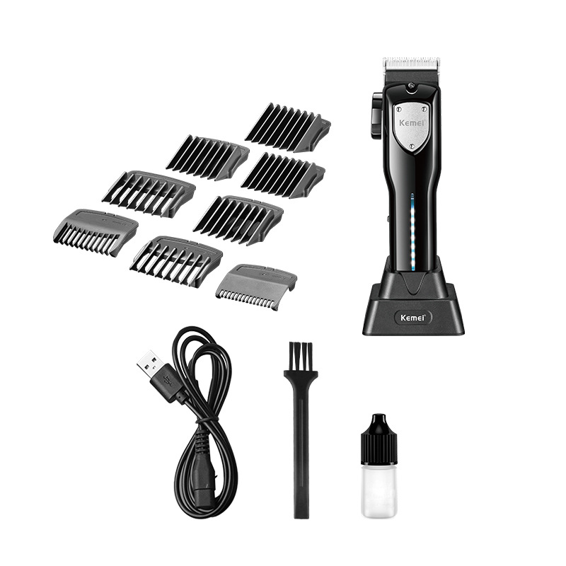 Kemei cortadora de cabello profesional KM-5083 con base cortadora de cabello cabeza de aceite Clipper USB peluquería hogar cortadora eléctrica