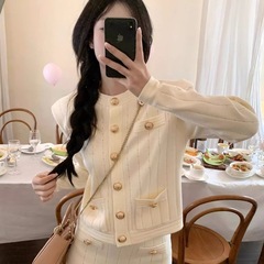 富家千金名媛针织套装女秋冬法式高级感小香风气质外套裙子两件套
