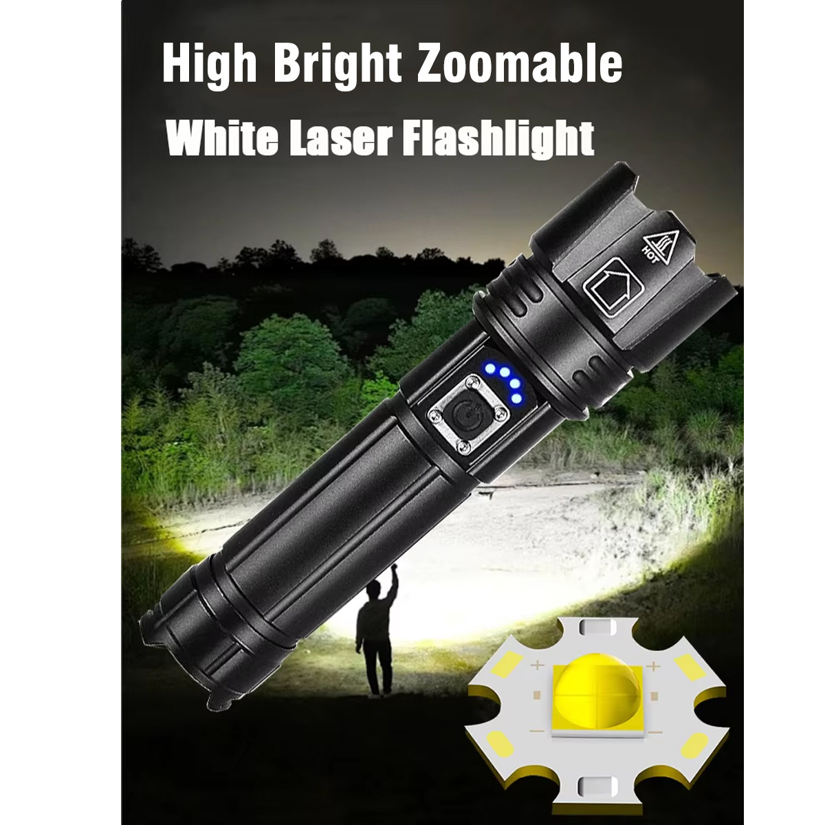 Nuevo zoom telescópico transfronterizo XHP99 / P70 linterna de luz LED linterna de carga USB al aire libre