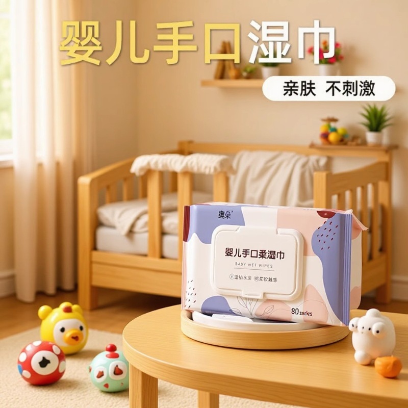 Household Baby Hand and Mouth Soft Wipes 40 Pumps for Infants and Newborns, Special Baby and Kidsren's Wet Wipes with Lids for Hands, Mouth and Farts