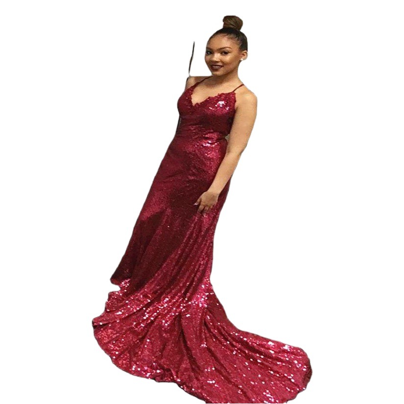 Vestido de Noche Sexy con Tirantes Finos y Lentejuelas, Estilo Europeo y Americano, Nuevo Verano 2025, para Mujer, Estilo Amazon y eBay