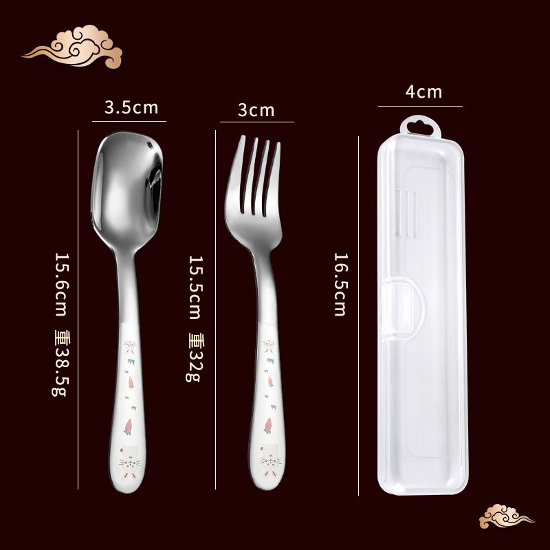 Conejito cuchara de Cabeza Cuadrada Tenedor conjunto de tres piezas