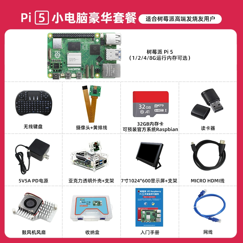 Raspberry Pi 5 5B/4B плата для разработки, материнская плата Raspberry Pi 5 8GB, комплект для программирования на Python и ИИ