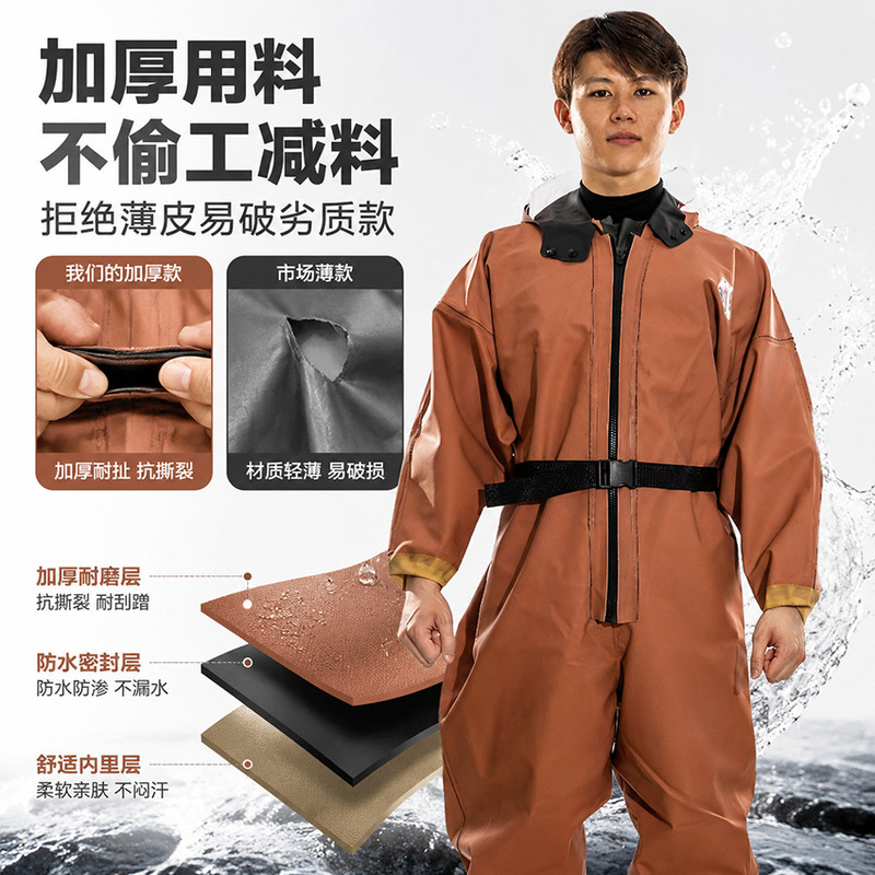 Full-body wading pants for fishing, beachcombing, and pond work, waterproof pants