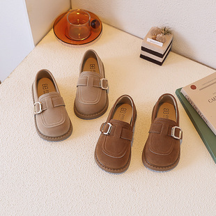 Children's Leather Shoes 2025 Spring & Fall New Style Girls' Fashionable Leather Shoes Soft-Soled Bean Shoes Student Birkenstock Shoes Casual Shoes