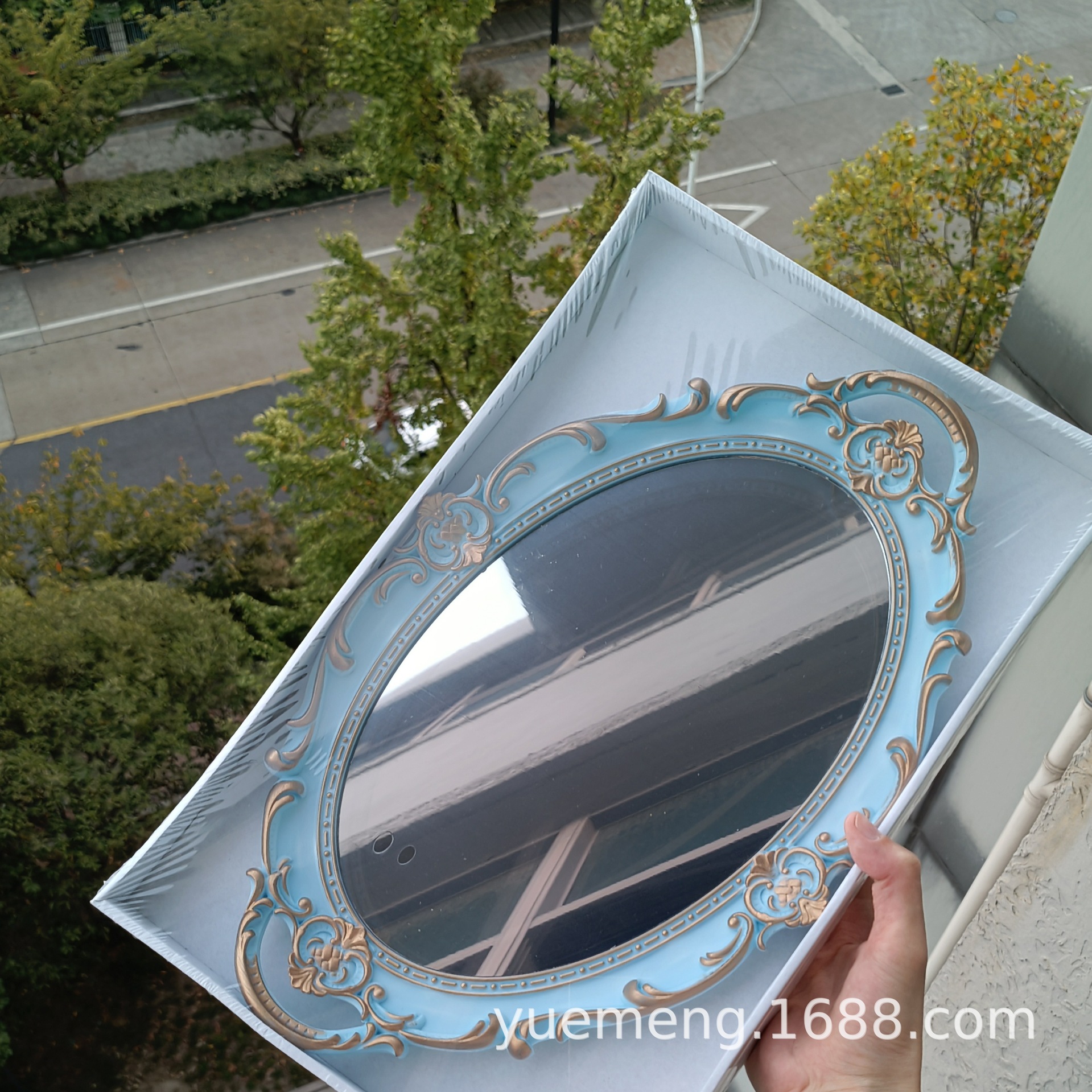 Bandeja de espejo de vidrio retro de estilo europeo ins estilo sala de estar decoración aromaterapia joyería espejo bandeja de almacenamiento