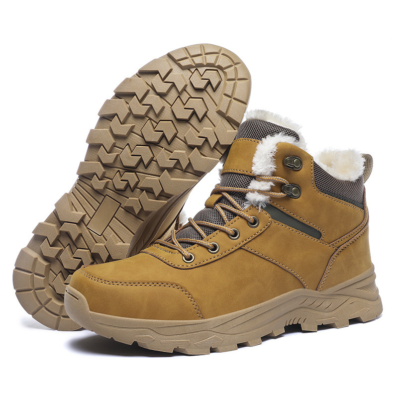 Comercio exterior nuevo invierno de gran tamaño al aire libre zapatos de senderismo ligeros y cálidos transfronterizos más botas de nieve de caña alta para hombre gruesas de terciopelo