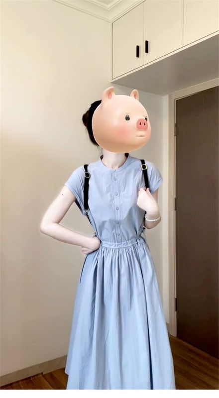 フレンチブルー半袖シャツドレスレディース2025年夏新作ハイエンドウエスト痩身ロングスカート|undefined