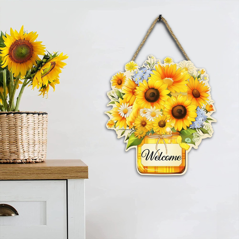 Welcome sign doorplate summer wooden home sign welcome sign front door porch farmhouse outdoor home decoration