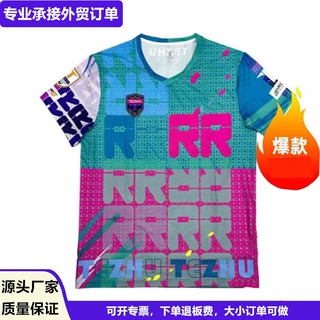 定制外贸热升华印速干运动全涤圆领短袖T恤男透气快干3D印花T恤衫