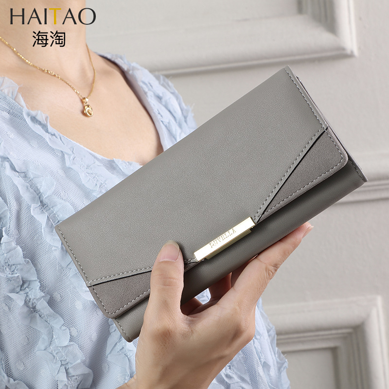 Haitao billetera de mujer simple estilo coreano embrague cartera transfronteriza moda cartera larga Cartera de mujer simple titular de la tarjeta lote