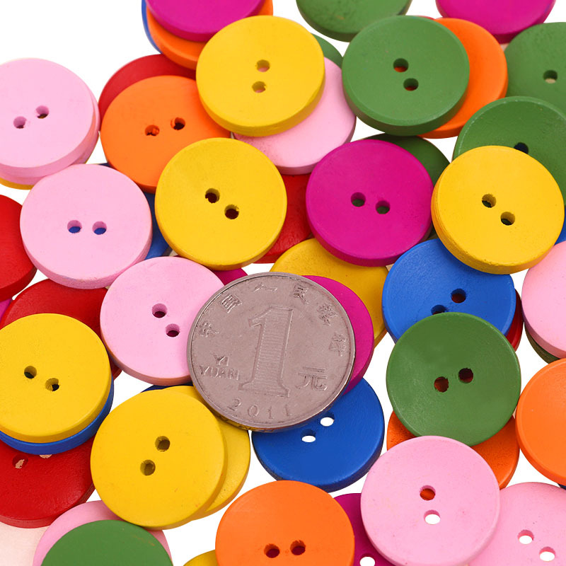 Colorful wooden buttons children's handmade diy decorative button painting material package kindergarten creative production paste painting