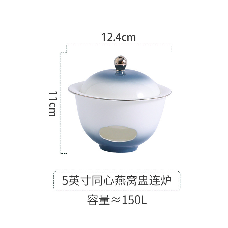 五つ星ホテル専用の高級ボーンチャイナ製色釉食器セット、グラデーショングレーと金縁の精巧な皿、ボウル、カップ|undefined