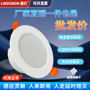 Human body induction downlight led ceiling light property corridor hotel corridor entrance radar downlight sound and light control downlight