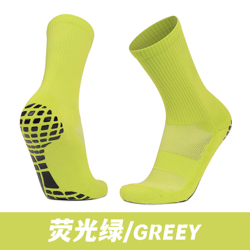 Calcetines de entrenamiento para hombre fondo de toalla gruesa amortiguación cómodo PVC dispensador antideslizante calcetines de fútbol de tubo medio transpirables que absorben el sudor