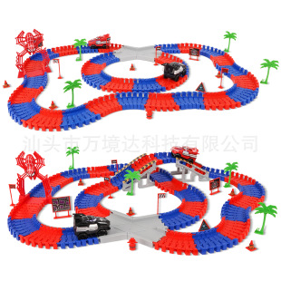 Amazon Children's Electric Light Rail Car Toy Can Be Assembled Spider Track Toy Boy Rail Car Toy