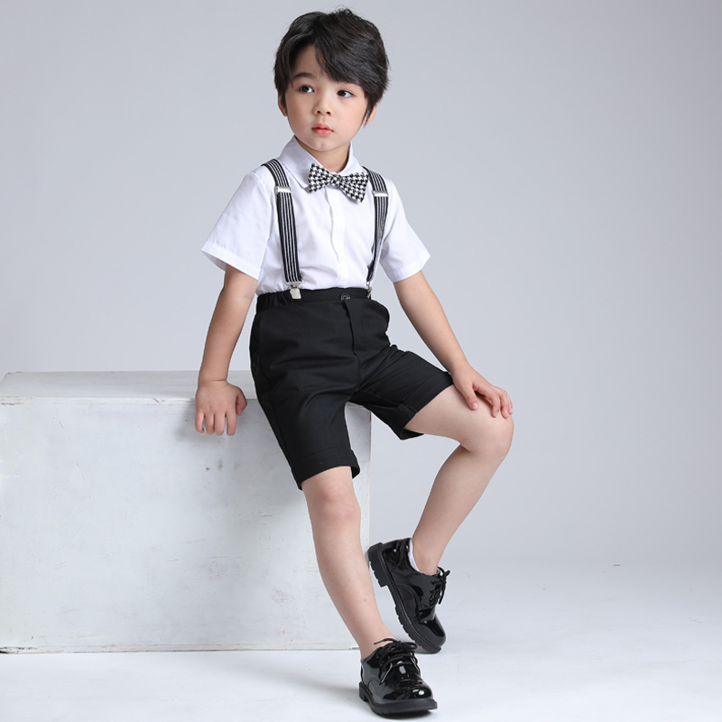 Boy's suspenders suit summer British children's kindergarten suit show performance suit host dress