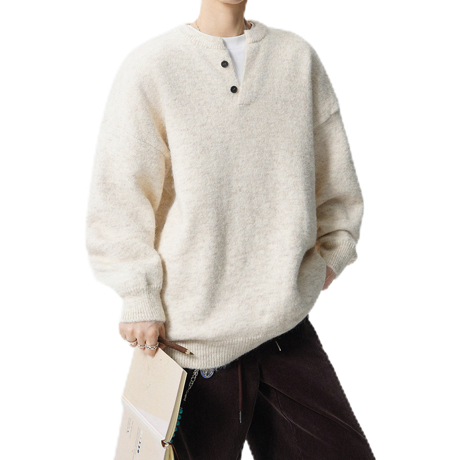 Explosiones transfronterizas de tamaño europeo gran tamaño henry cuello jersey suéter hombre otoño invierno alta sensación de fábrica de suéter perezoso al por mayor