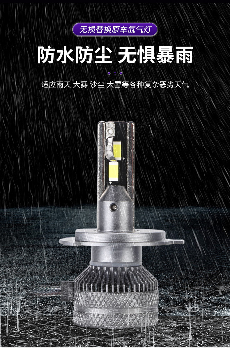 Cross-border automotive LED headlights L2 series lights, dual copper tube high-brightness bulbs, car lights, high and low beam focused LED headlights