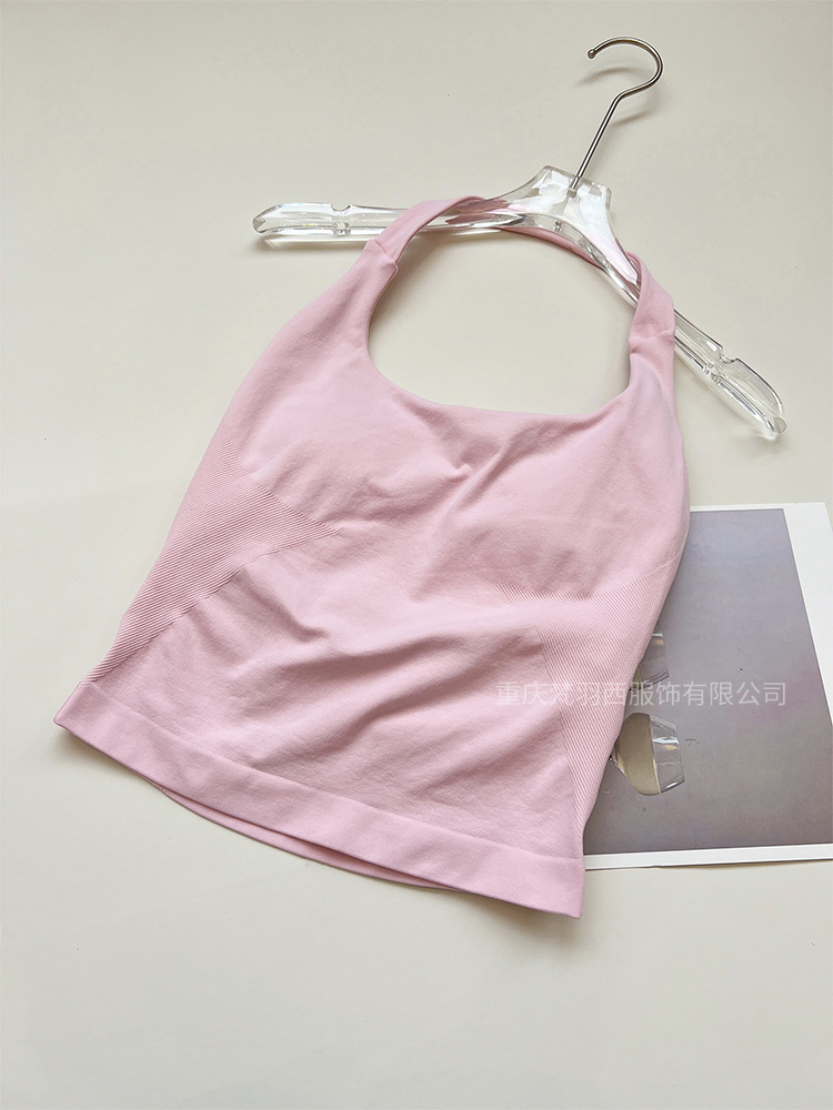 Transfronteriza versión de la patria DF cuello cuadrado chaleco de cuello colgante de tres capas con almohadilla de pecho alta elástica hermosa espalda ajustada sin costuras ropa de yoga de fitness