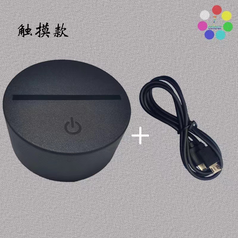 Fábrica directa 3D noche luz táctil control remoto botón plástico madera base interfaz USB LED base luminosa