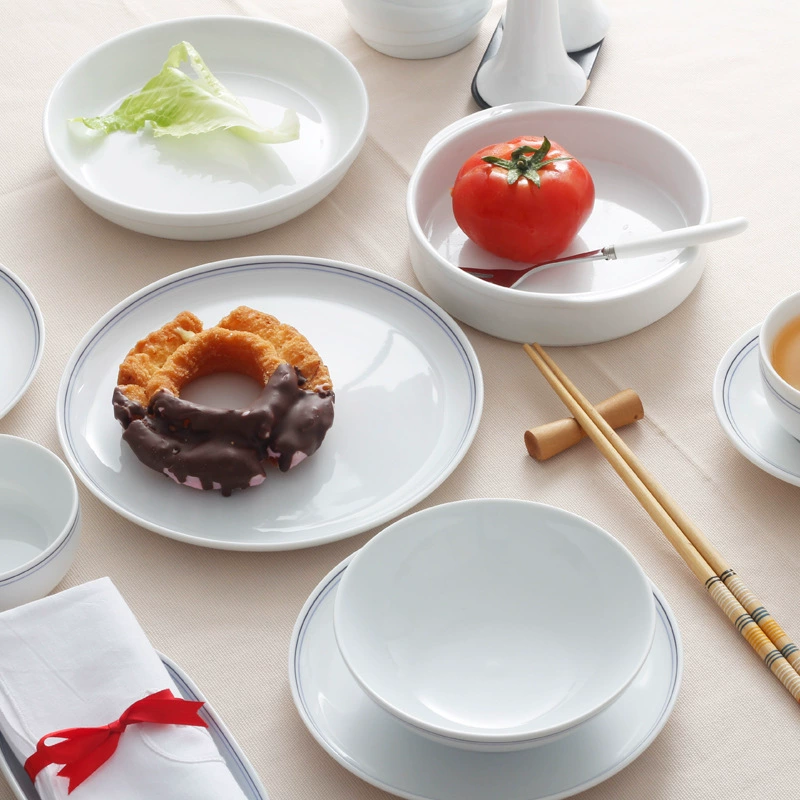 Navy blue stripe edge tableware set can be purchased separately to support mixed batches