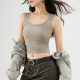 Threaded Camisole Summer Thin Large Round Neck Slim-fit Slimming Beautiful Back Base Shirt Inner Wearing Outer Wearing plus size Women's Clothing