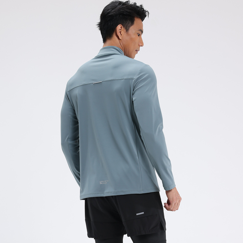 Lulu correr camiseta deportiva de secado rápido hombre Di casa acondicionamiento físico al aire libre cuello medio cremallera otoño invierno correr ocio manga larga