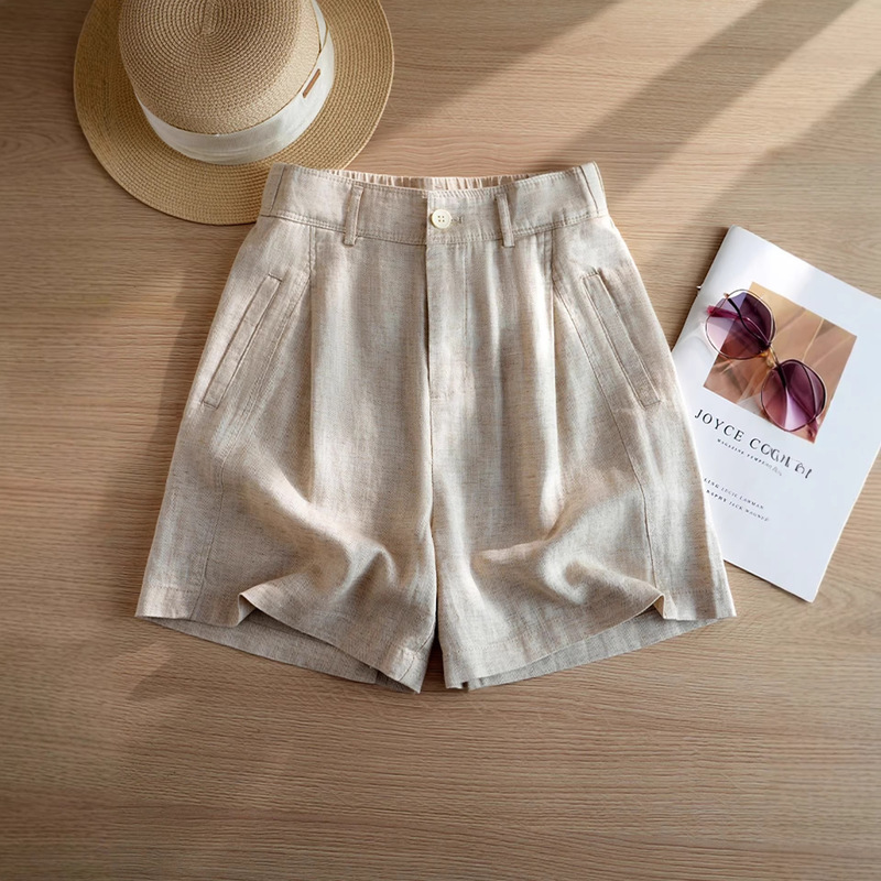 Tencel Linen Suit Shorts for Women Summer 2026 New High-Waisted Slimming Loose Casual A-Line Wide-Leg Shorts
