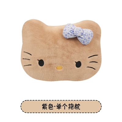 Pillow, Car Headrest, Headrest - bear-head-reverse-leopard-print-kt-a-purple-bow-pillow