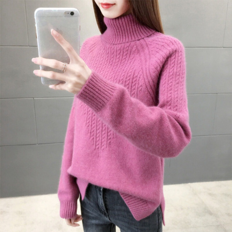 2023 new cotton cashmere sweater women's thickened turtleneck pullover sweater inner loose autumn and winter wool bottoming shirt fashion