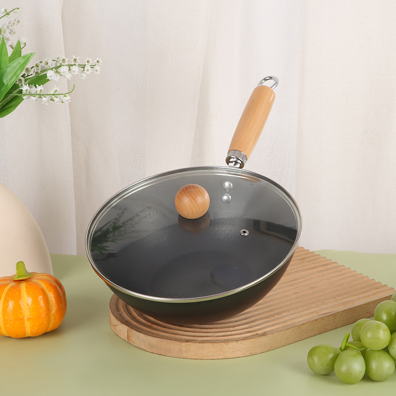 미니 작은 Wok 작은 철 팬 코팅되지 않은 평면 바닥 비 스틱 팬 1 인 식품 Wok 유도 밥솥 가스 유니버설